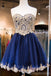 Azul marino y Falda de Encaje de Oro con Cuentas de regreso a casa vestidos de fiesta, vestidos CM0027