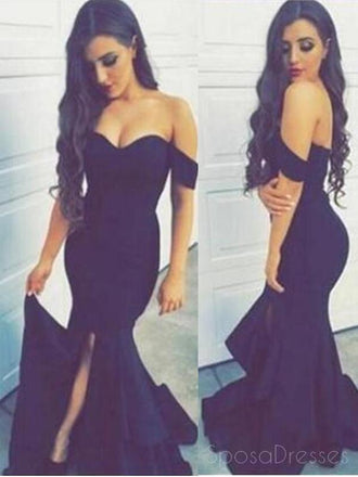 Sexy de Vestidos de Baile para os estudantes de Marinha de ombro, Vestidos de Baile para os estudantes de Sereia de Fenda de Lado, 0168 LIBRAS