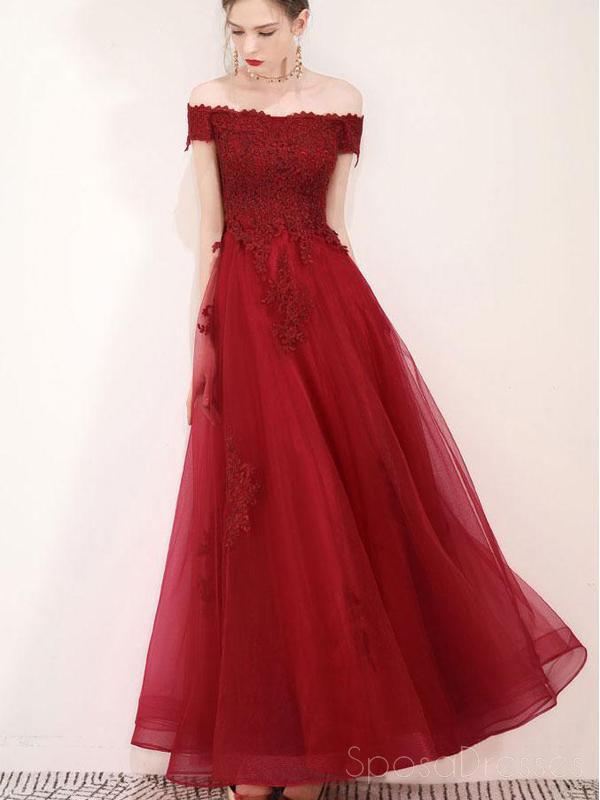 Off Shoulder Dark Red Lace vestidos de fiesta de noche larga, vestidos de fiesta personalizados baratos, 18620