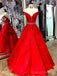 Off Shoulder Red Lace Beaded Evening Prom Dresses, Cheap Custom Sweet 16 Dresses, 18485
