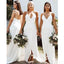 Robes de demoiselle d'honneur longues bretelles spaghetti blanc cassé en ligne, robes de demoiselles d'honneur pas chères, WG728