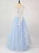 Azul pálido ver a través de encaje barato largo vestidos de fiesta de noche, barato personalizado dulce 16 vestidos, 18518