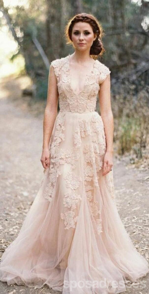 Vestidos de fiesta largos de Tulle de la envoltura del V-cuello atractivo del cordón rosado encantador, WD0139