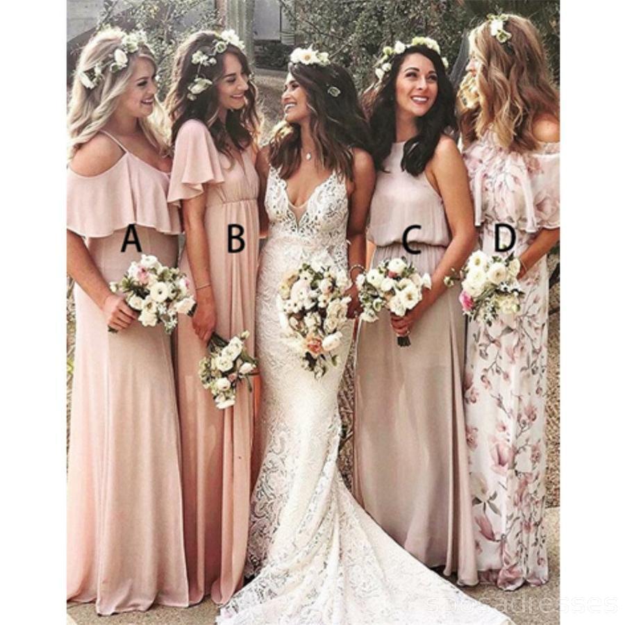 No coinciden Rubor Rosa Barato en el Largo Vestidos de Dama de honor en Línea, WG339
