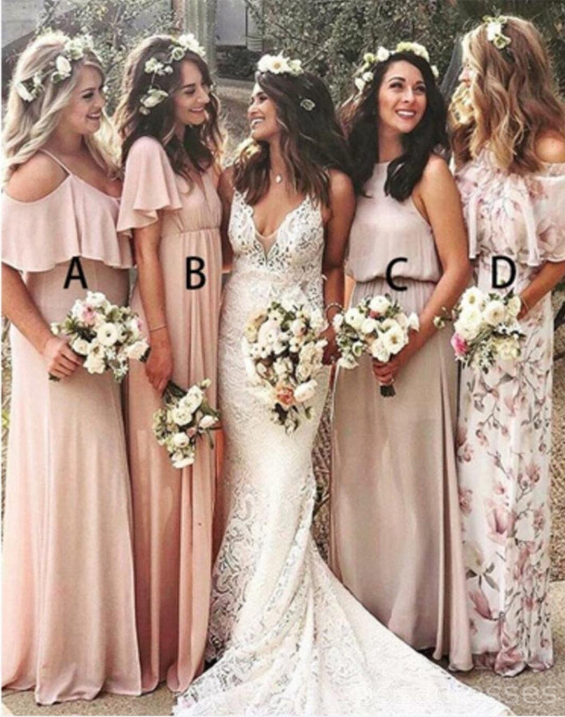 No coinciden Rubor Rosa Barato en el Largo Vestidos de Dama de honor en Línea, WG339