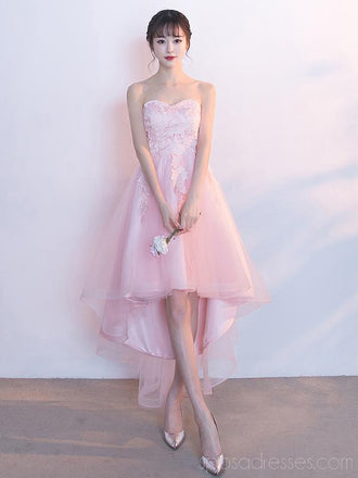 Lace High Low Sweetheart Pink Homecoming Dresses Online, Cheap Short Prom Dresses, CM792