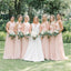 Rubor descoordinado gasa rosada dama de honor larga adorna vestidos de damas de honor en línea, baratos, WG713