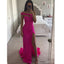 Simple Pink Mermaid One Shoulder Side Slit Cheap Long Bridesmaid Dresses,WG1556