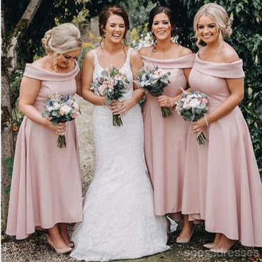 Pink A-line Off Shoulder Cheap Short Bridesmaid Dresses Online,WG1223