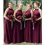 Halter Plum Chiffon Vestidos de dama de honor largos baratos en línea, WG575