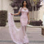 Vestidos de fiesta de noche de sirena de encaje rosa de manga larga, vestido de fiesta sexy transparente, vestidos de fiesta largos personalizados, vestidos de fiesta formales baratos, 17042