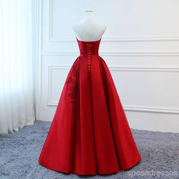 2018 Rojo de Cuello en V Una línea Personalizada de Noche Largos vestidos de fiesta, Vestidos 17717