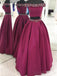 Dos piezas de hombro púrpura con cuentas una línea de vestidos de baile de noche baratos, dulce 16 vestidos, 17497