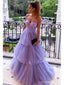 Cute Purple A-line Spaghetti Straps Long Prom Dresses Online,13067