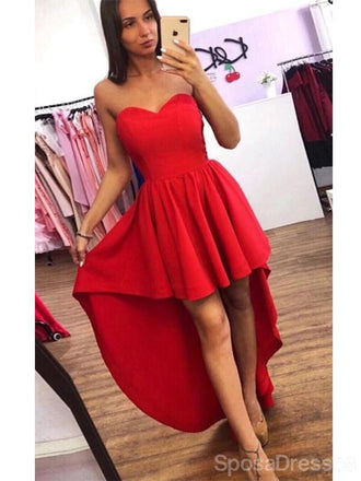 Simple Red High Low Simple Cheap Short Homecoming Dresses Online, Cheap Short Prom Dresses, CM827