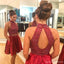Sexy dos piezas corto Rhinestone lindo rojo Homecoming vestidos 2018, CM484