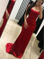 Sexy Rojo Sin espalda Cuello Recto vestido de Sirena de Noche Largos vestidos de fiesta, Vestidos 17695