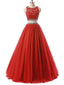 Dos tul del diamante de imitación de piezas rojo alinea vestidos de la fiesta de promoción de la tarde largos, 17668