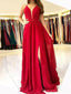 Vestidos de fiesta largos de noche con aberturas laterales y espalda descubierta de color rojo brillante sexy, vestidos baratos de Sweet 16, 18358