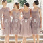 Vestidos de dama de honor baratos de encaje corto personalizados en línea, WG265
