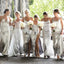 Gris plata Laterales de la abertura de Sirena Barato en el Largo Vestidos de Dama de honor en Línea, WG209