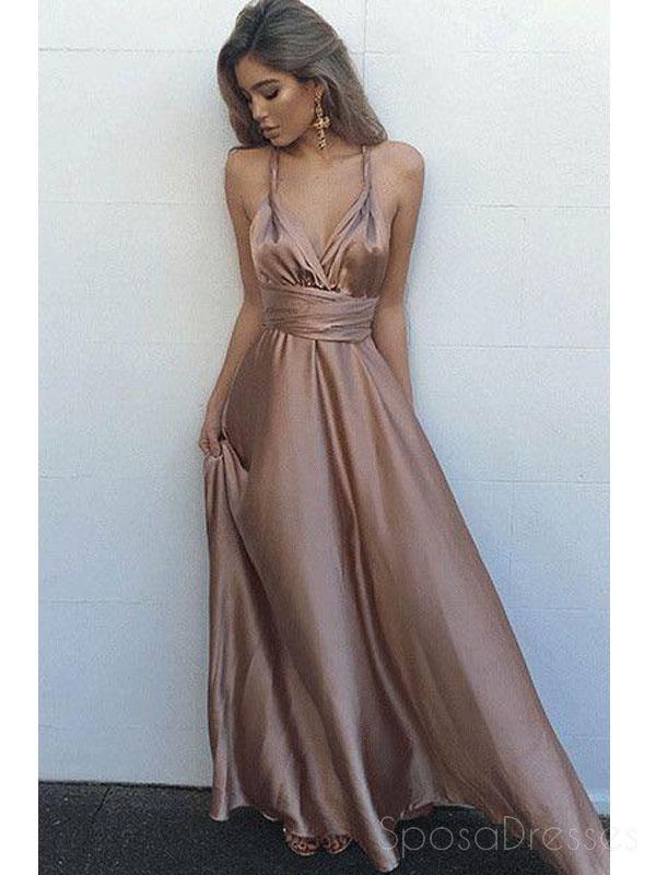 Sexy Backless Evening Prom Dresses, Long Brown Simple  Party Prom Dress, Custom Long Prom Dresses, Cheap Formal Prom Dresses, 17120