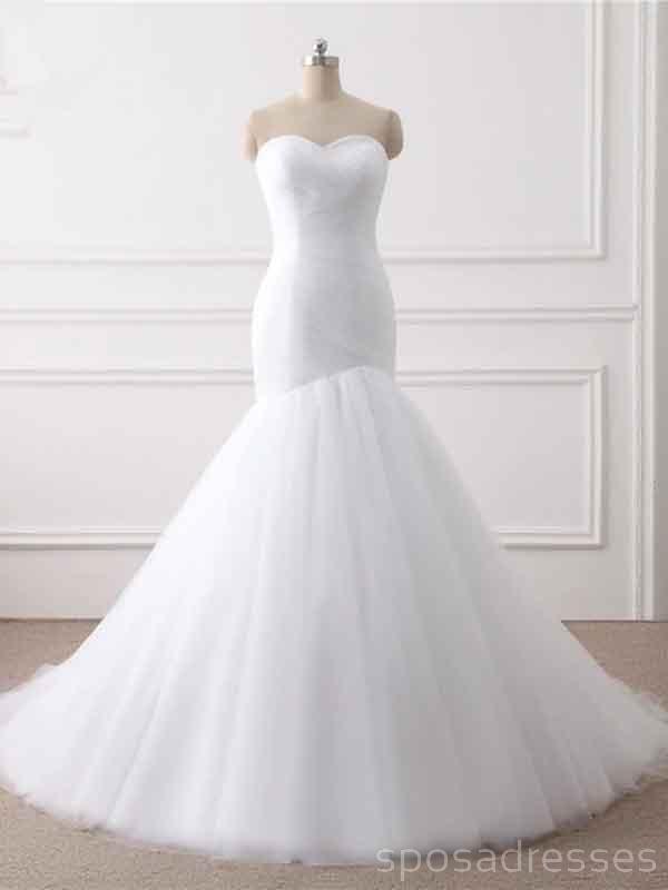 Vestidos de novia largos baratos de sirena cariño en línea, vestidos de novia baratos, WD519