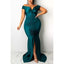 Teal Mermaid Off Shoulder Side Slit Cheap Long Bridesmaid Dresses,WG1554