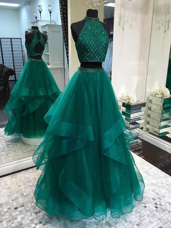 Sexy dos piezas esmeralda verde abierto de nuevo vestido de fiesta de la noche, barato personalizado dulce 16 vestidos, 18488