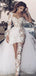 Unique See Through Short One Shoulder Long Sleeve Wedding Dresses,WD734