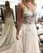 Cordón ve a través de trajes de novia baratos, Bateau alinean vestidos nupciales, WD433